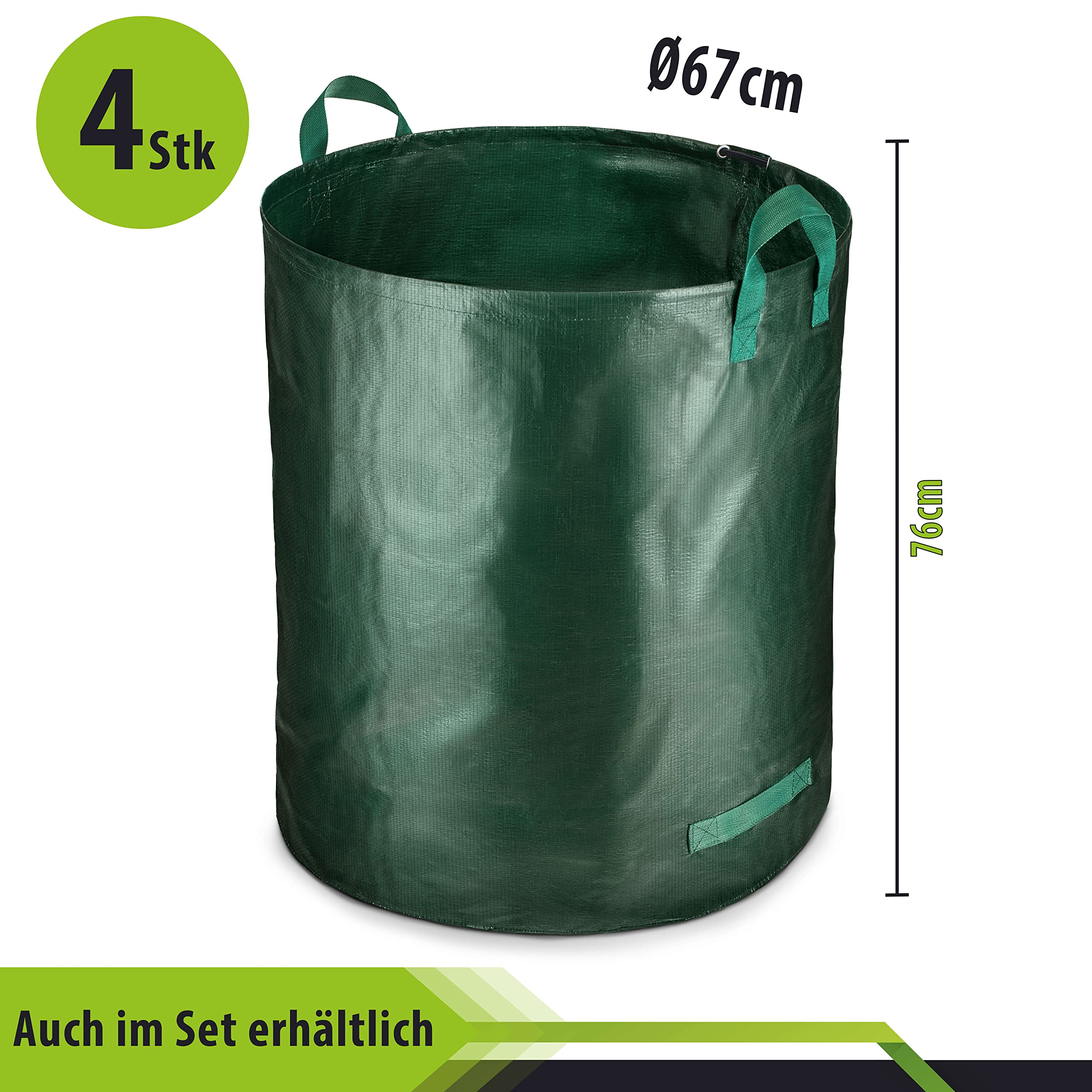 4x 272 Litres Sac de Jardin Stable | à Feuilles et Déchets Verts | Pliable, Grand, Robuste en Toile de Polypropylène 150g/m² (4x 2