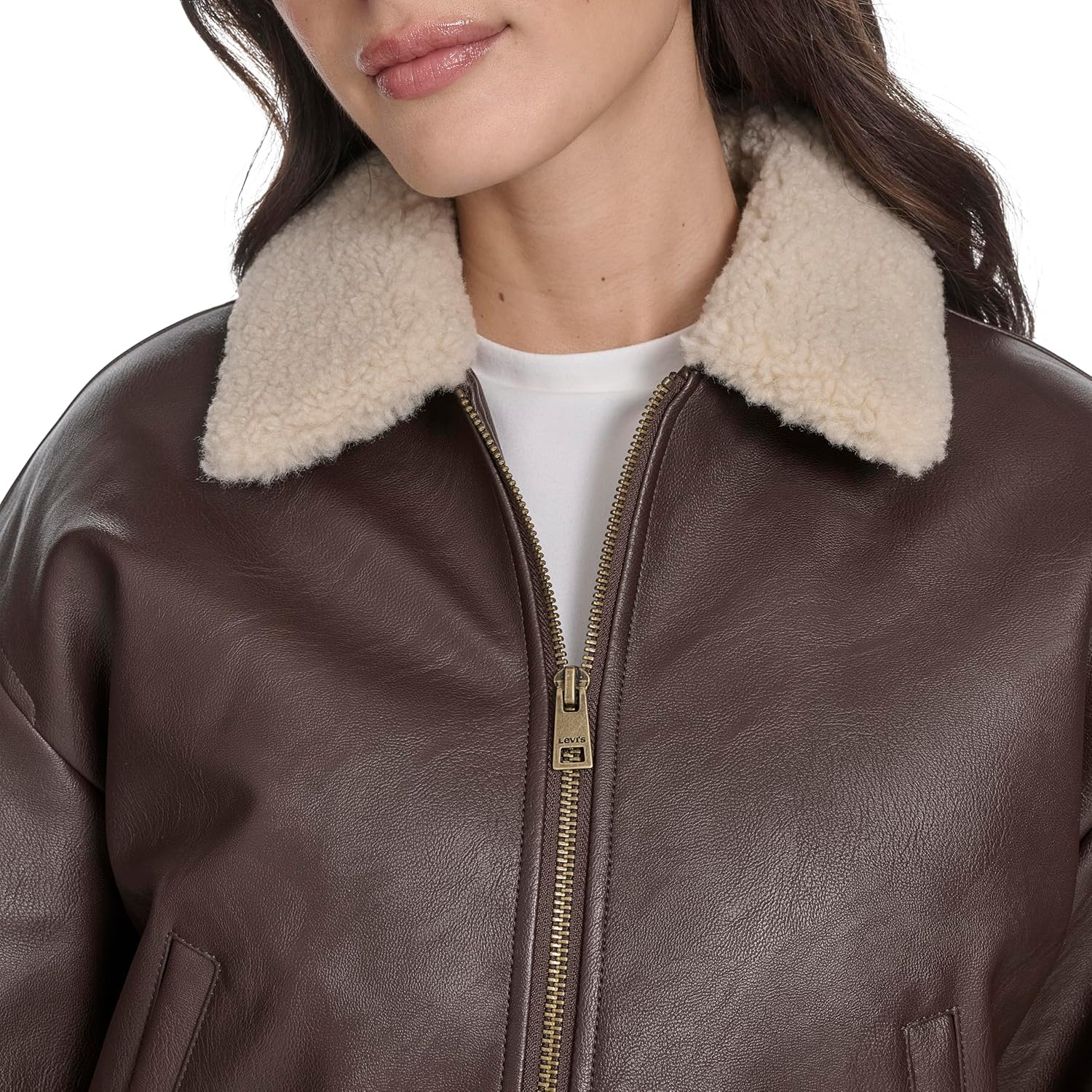 Levi's Women's Faux Leather Bomber With Laydown Collar - Image 5