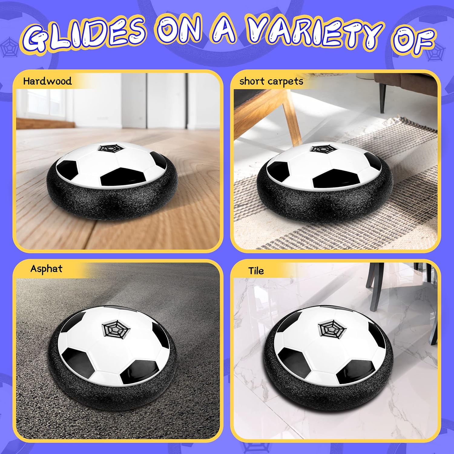 Hover Soccer Ball Toys for 3 -12 Year Old Boys Girls, Indoor and Outdoor Creative Toys for Toddlers with Foam Bumper , Christmas Birthday Gifts for 3 4 5 6 7 8+ Year Old Children's(2 LED Light Balls) : Toys & Games