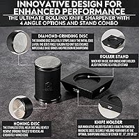 Vista 22 de Rolling Knife Sharpener with Leather Strop and 15, 17, 20 & 22 Degree Angles - Knife Sharpener Kit - Roller Knife Sharpening System with Stand, Brown