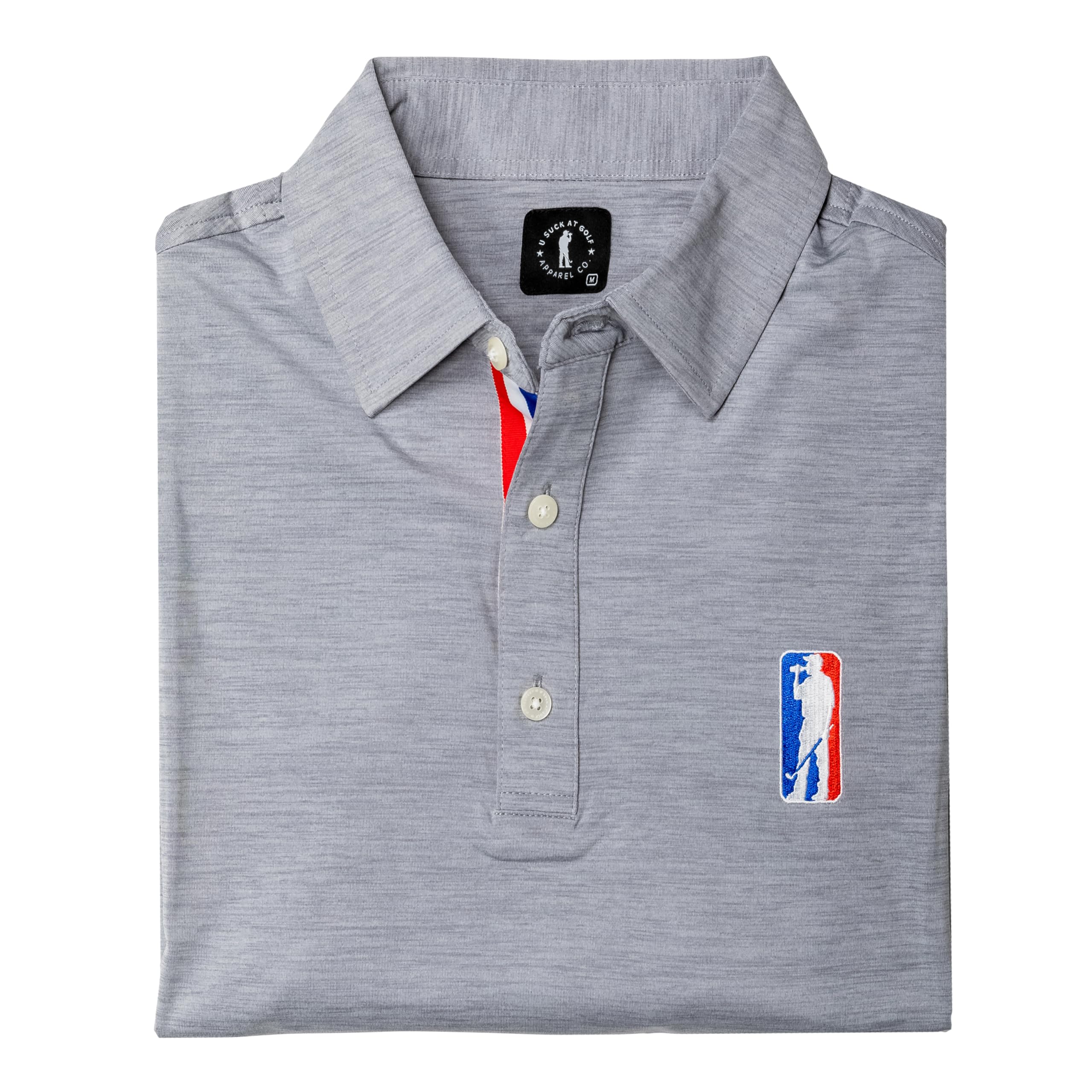 U Suck at Golf Men’s Golf Polo - Dry Fit Golf Polo Shirts for Men - High Performance Golf Club Apparel Company (Amatuer Tour Grey, 2XL)