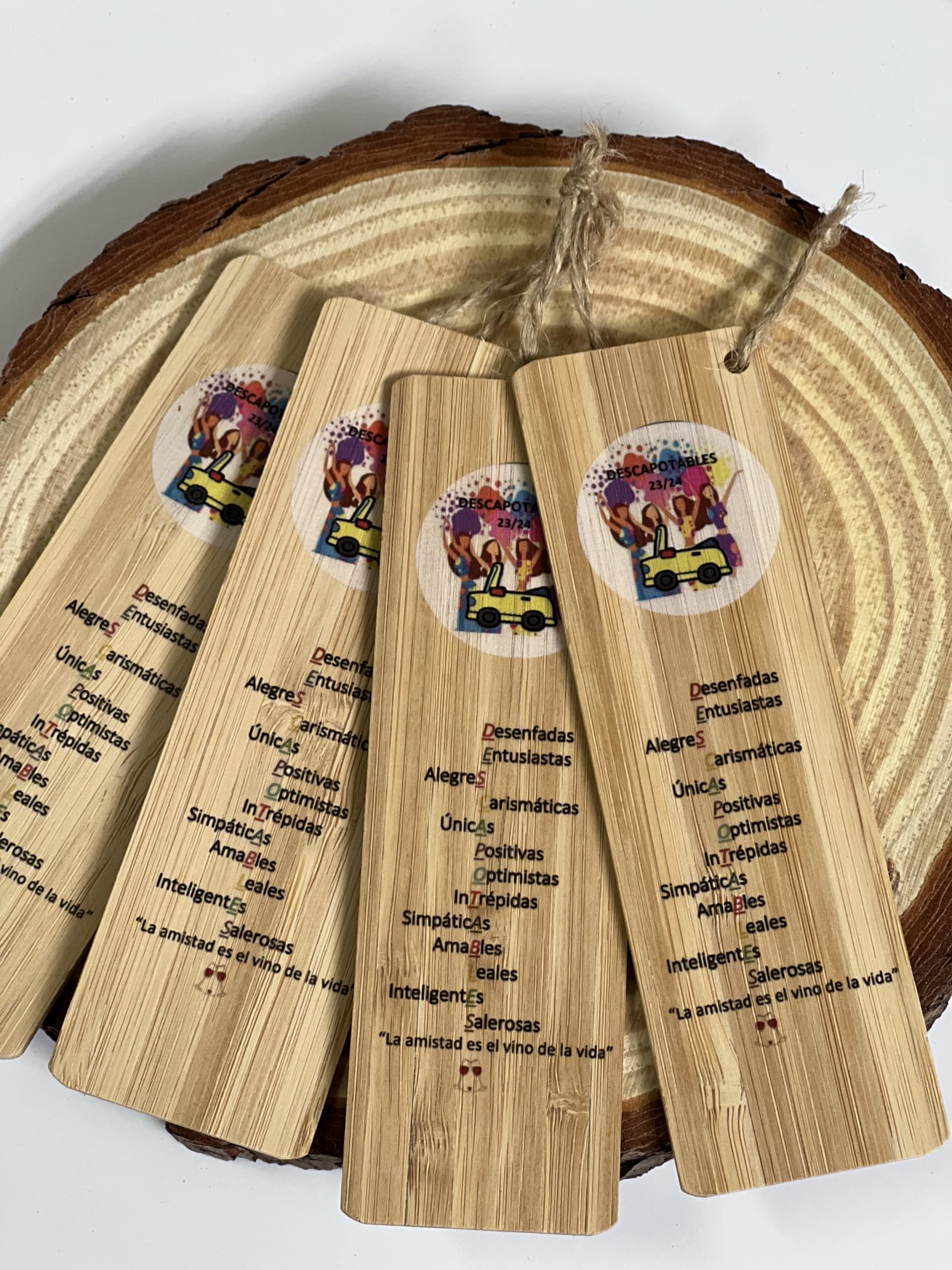 Pack de 20 Marcapáginas de Bambú Personalizados para Boda, Comunión, Bautizo