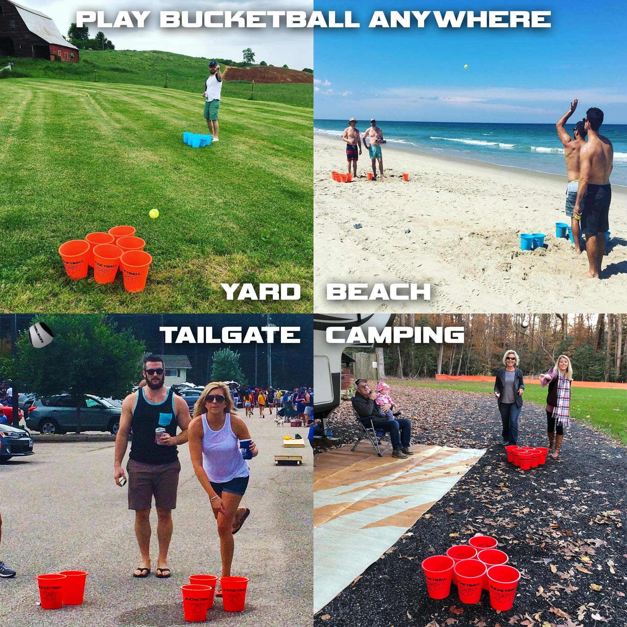 ( incomplete) BucketBall - Giant Yard Pong Edition Combo Pack - Best Beach, Pool, Yard, Camping, Tailgate, BBQ, Lawn, Water, Indoor, Outdoor Game Toy for Adults, Boys, Girls, Teens, Family