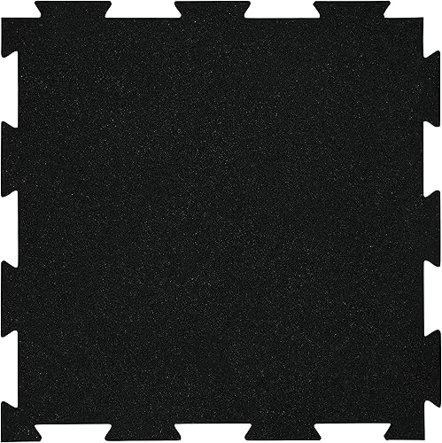 Playsafer Genaflex Lite - Azulejos de goma para encastrar de 516 para suelo de gimnasio, equipos y áreas de ejercicio, 20 x 20, Negro