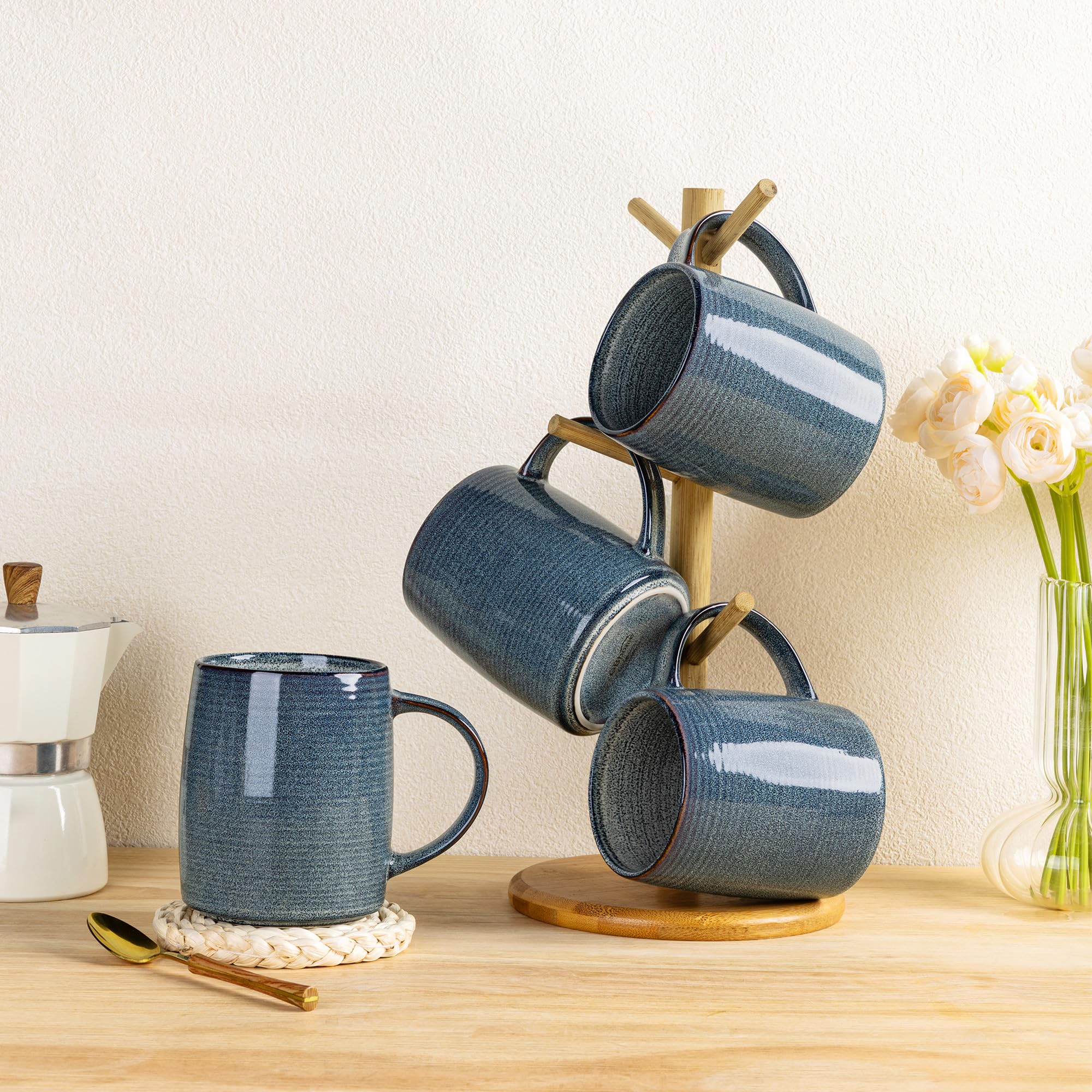 GBHOME Duży zestaw filiżanek do kawy, 6 sztuk, ok. 500 ml, ręcznie wykonane kubki ceramiczne z gradientem kolorów – idealne do latte herbaty, piwa i gorącej czekolady | nadają się do mycia w zmywarce