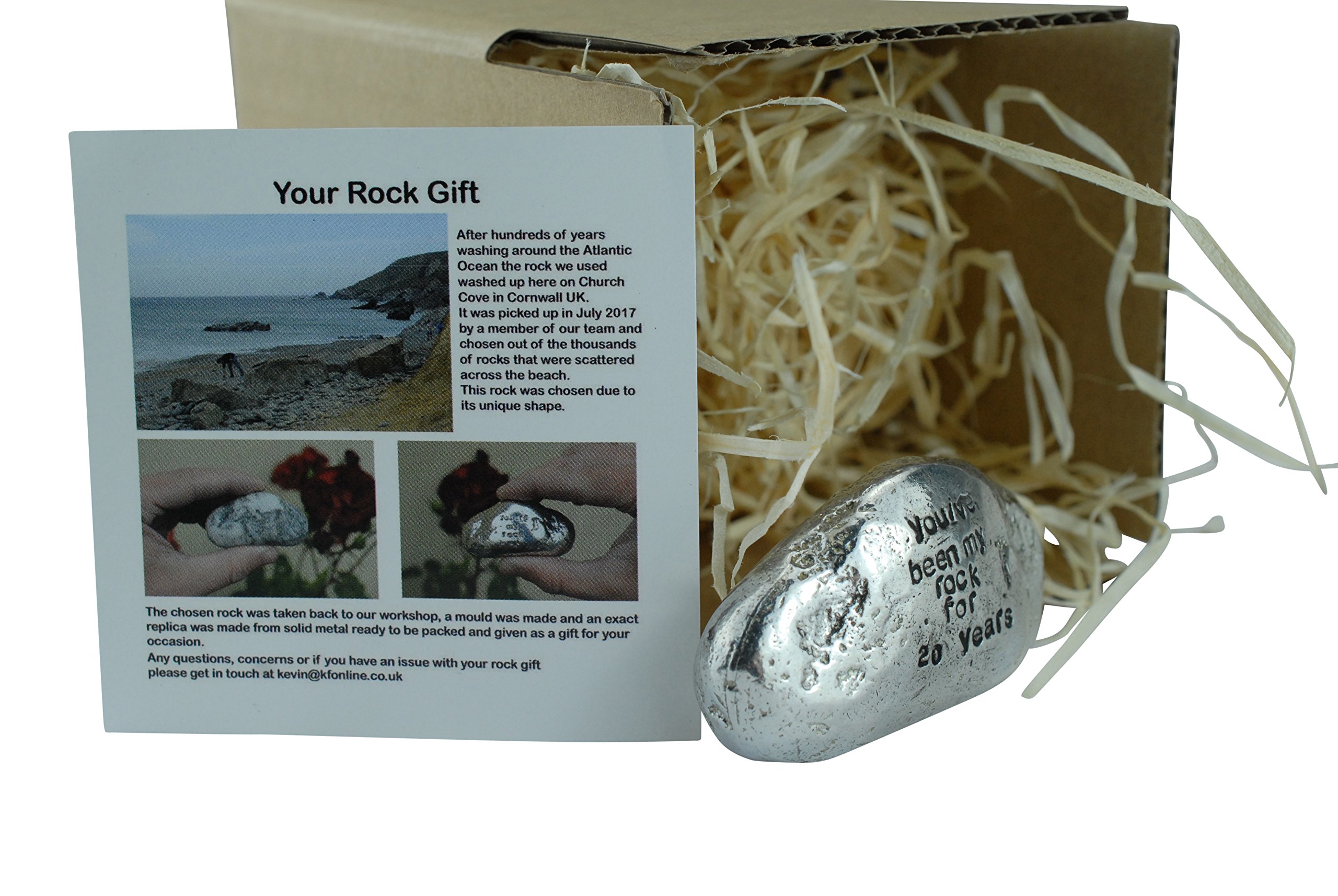 Pirantin Regalo 20° Anniversario Di Matrimonio: Roccia In Metallo Pesante Con Incisione 'You've Been My Rock For 20 Years' Per Lui O Lei - 2