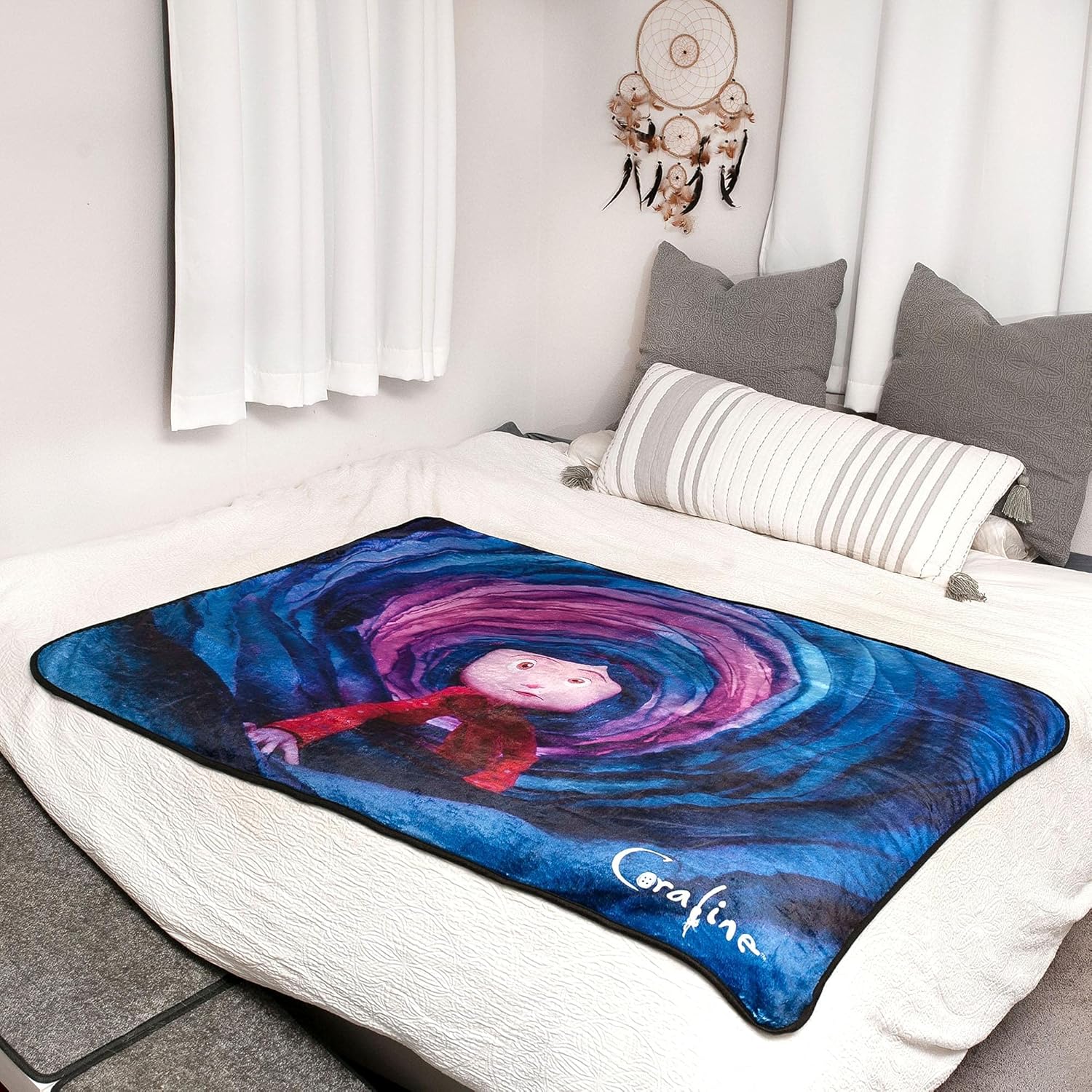 Coraline Fleece Throw Blanket with Sherpa Lining, 45 x 60 Inches