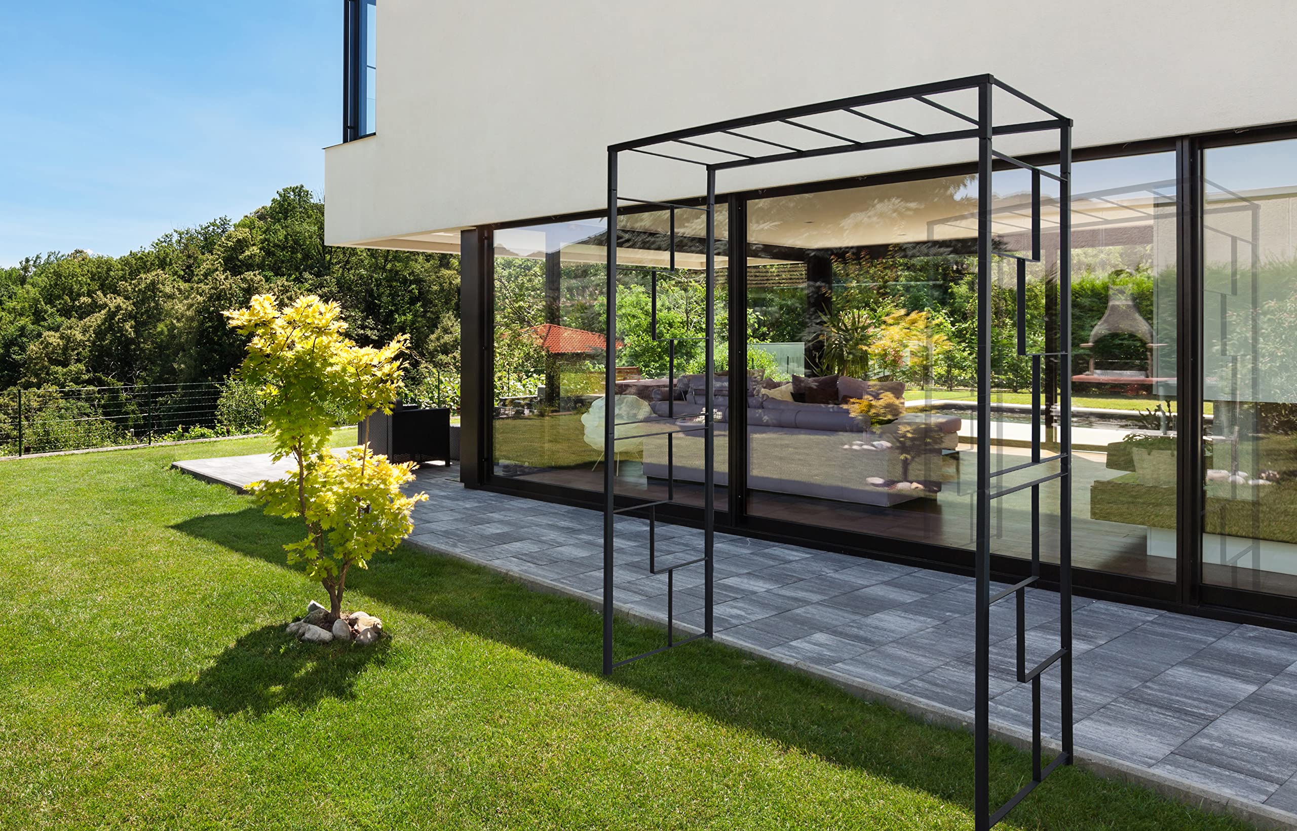 Arche de Jardin Linéale en Tube carré de 25 mm - 155x50x198 cm - Anthracite - Made in France
