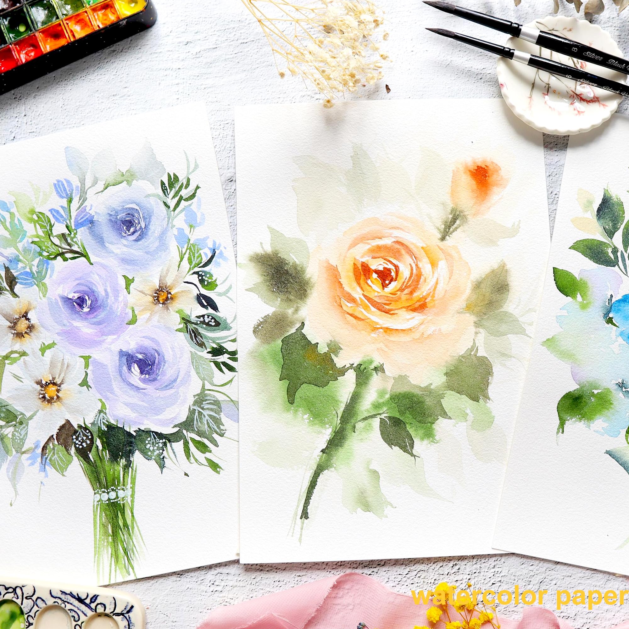 Bloc Aquarelle A4 Papier Aquarelle 300g/m² - Format A4 (22x30cm) - 30 Feuilles - Pour Peinture Et Dessin Papier Dessin épais