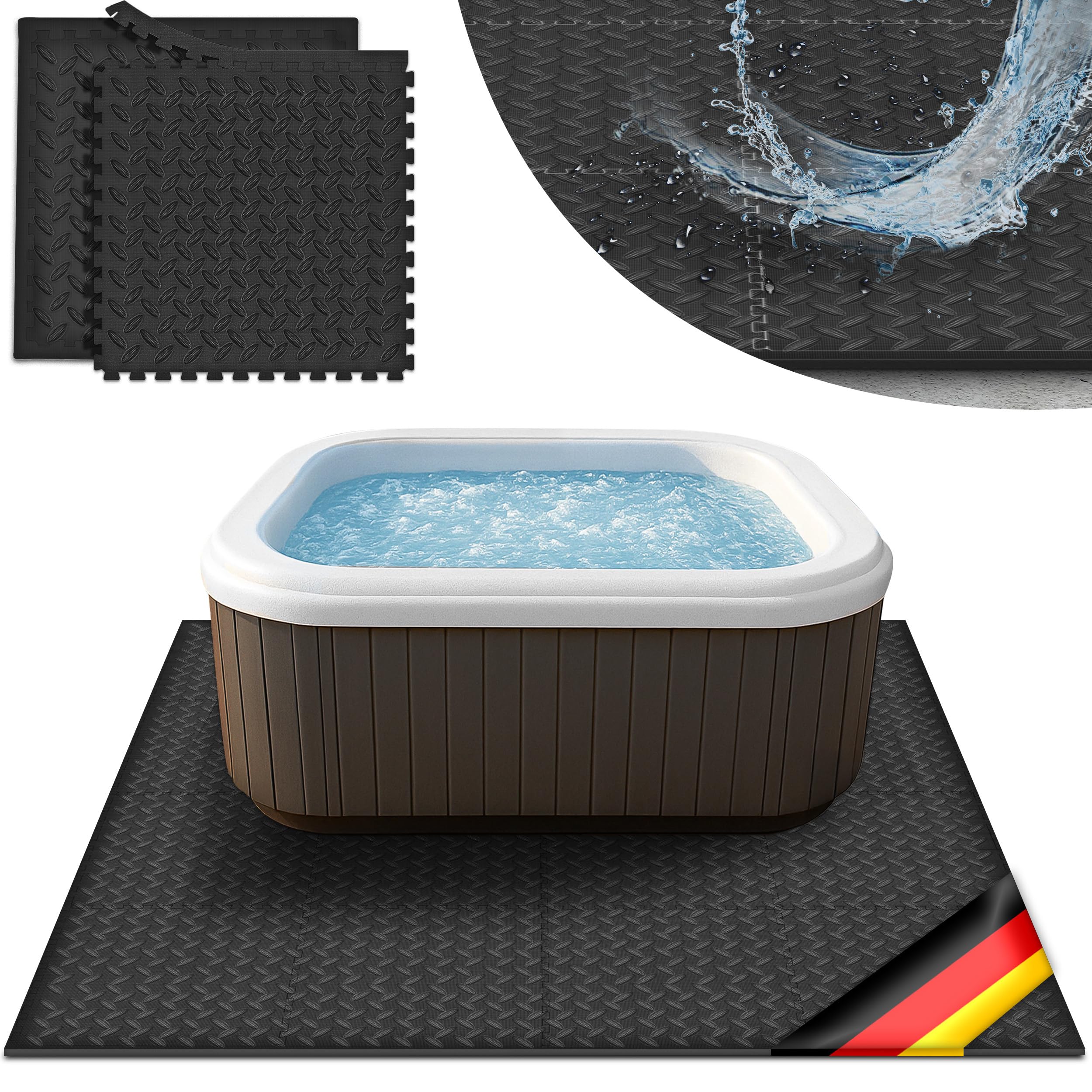tillvex® Alfombrilla cuadrada para bañera de hidromasaje de 200 cm, alfombrilla de suelo cuadrada, para exteriores, protección térmica para el suelo, protección del suelo, protección del suelo