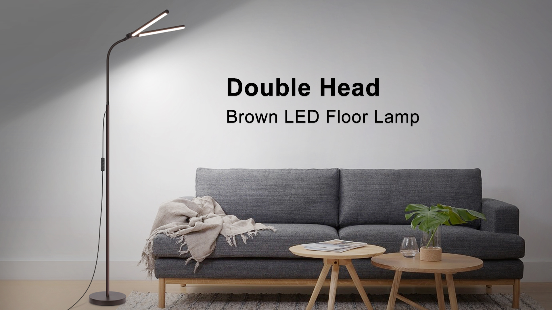 Floor Lamp, 18W/2000LM Bright LED Floor Lamp with Double Head
