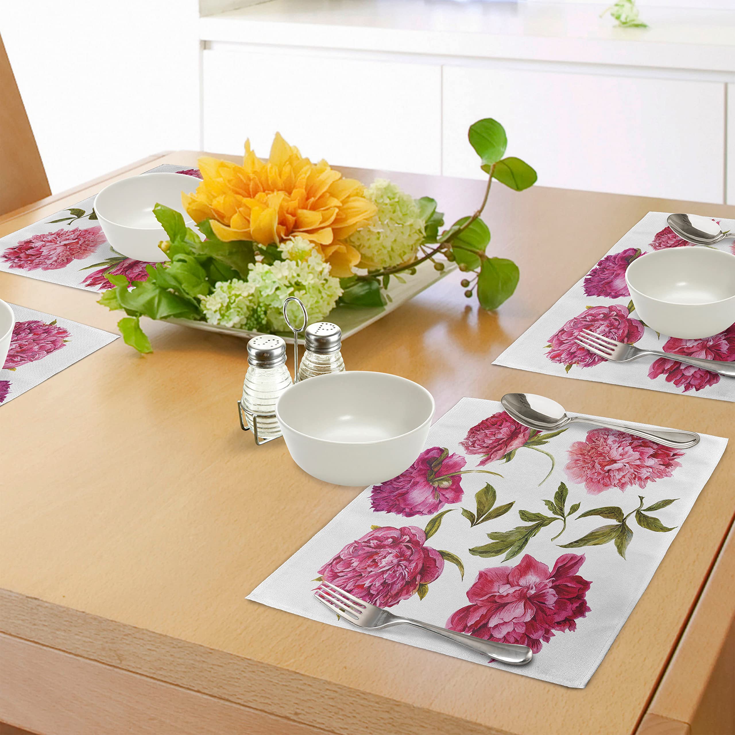 Set 4 Tovagliette Americane ABAKUHAUS Fiori Papavero | Tessuto Lavabile Impermeabile 45x30 Cm | Decorazione Tavolo - 5