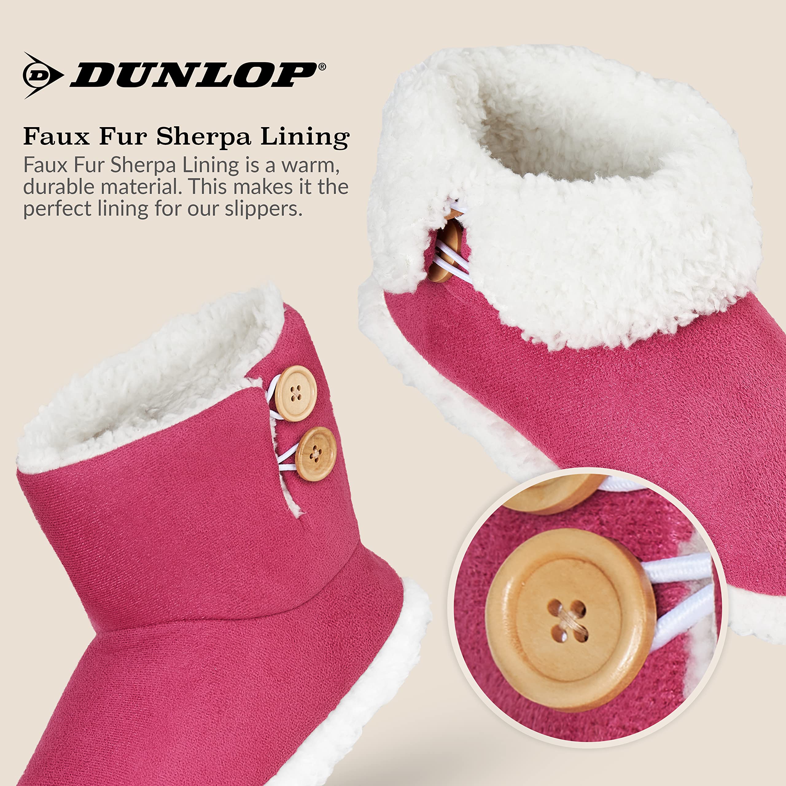 DUNLOP Pantofole Donna Invernali a Stivaletto Antiscivolo Memory Foam Regalo di Natale