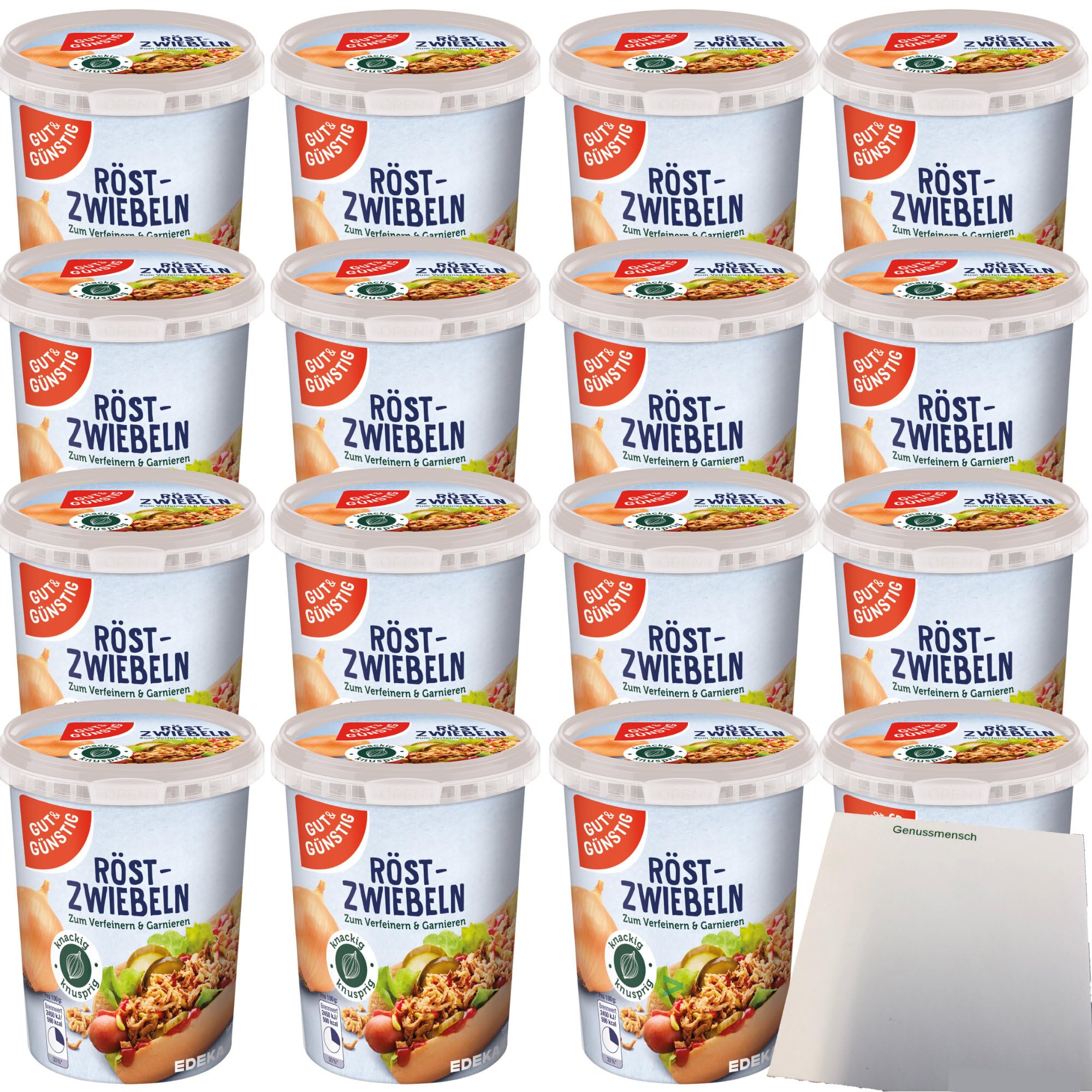 Gut&Günstig Röstzwiebeln knackig & knusprig VPE (16x150g Dose) + usy Block