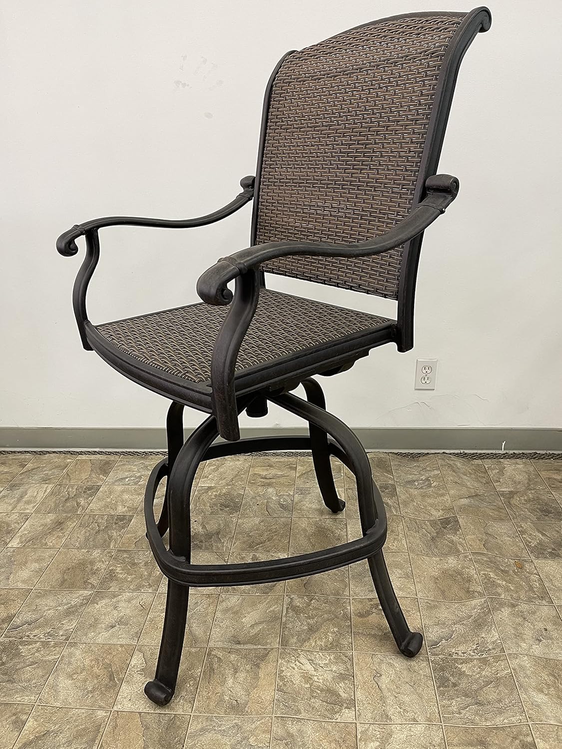 PatioLand Santa Clara Outdoor Patio Swivel Barstools 30" H Dark Bronze Cast Aluminum Set of 4