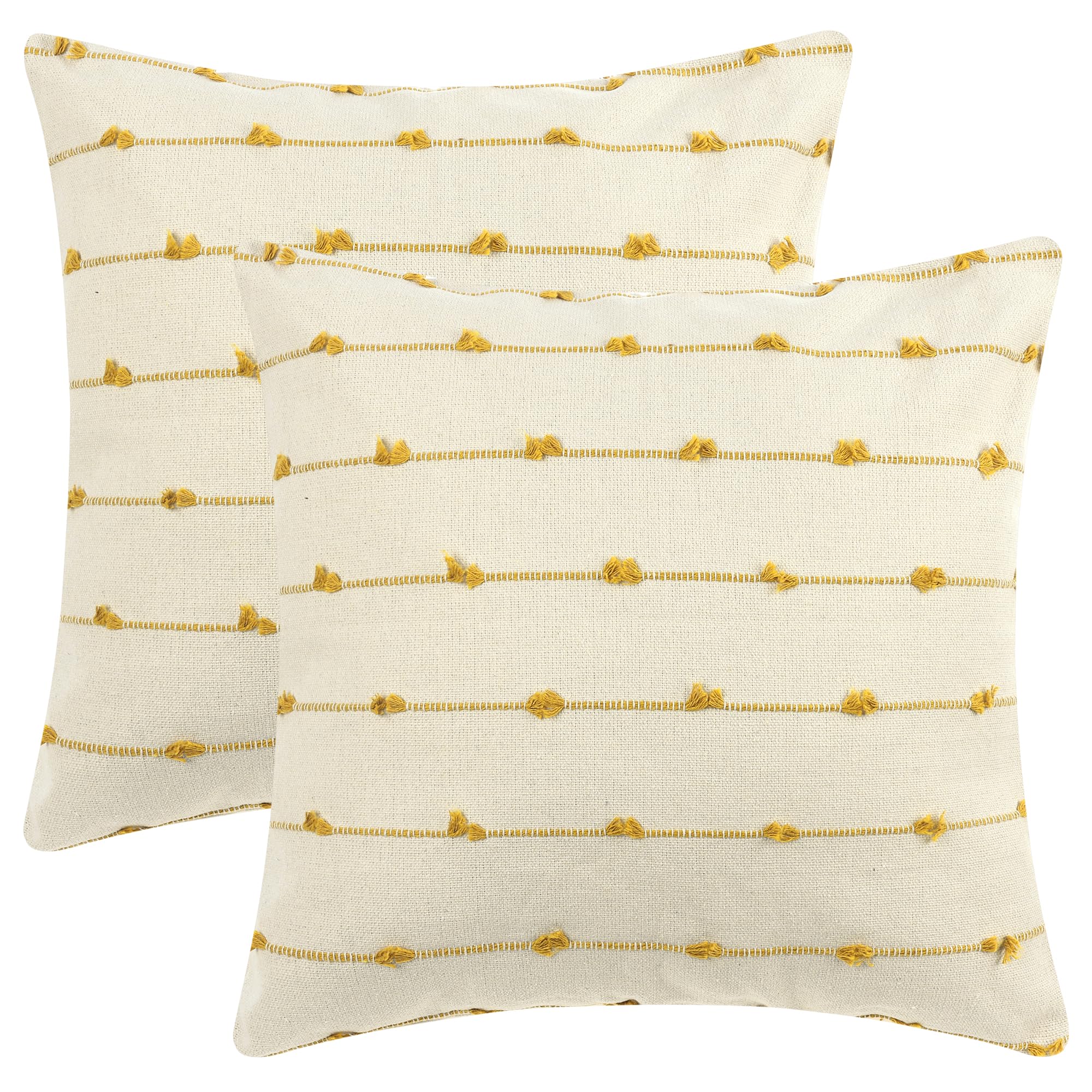 Housse de coussin à rayures au tissage rustique de qualité supérieure