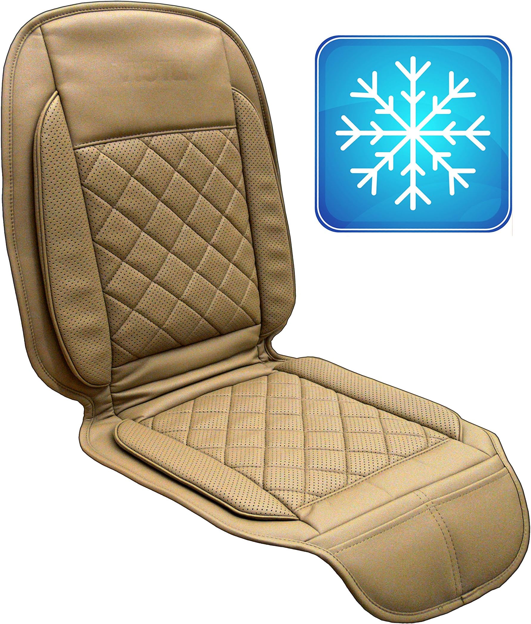 Viotek Cooled Seat Cushion - Featuring Tru-Comfort Auto Cooling Climate Control (Tan)