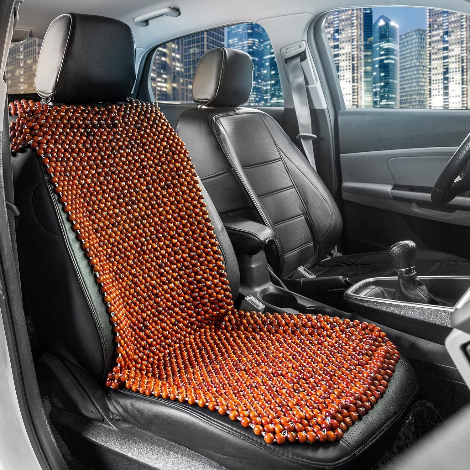 Natural Wood Beaded seat Covers,Cool Refreshing Back Massaging Comfort Cushion Mat,Summer Back Support Massage Breathable,Universal for Auto Car Truck