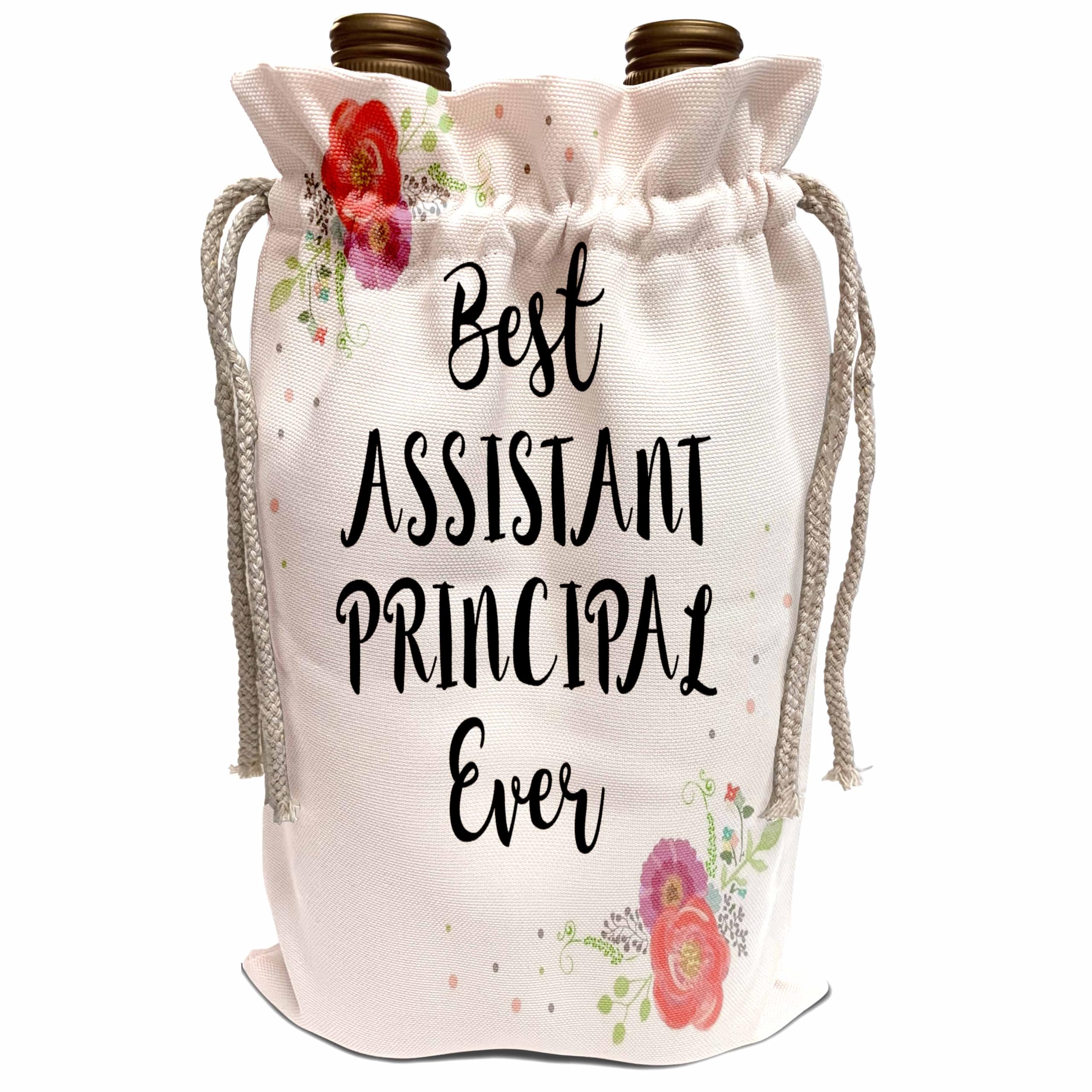 Bolsas de vino para el mejor subdirector con diseño floral rosa de 3dRose