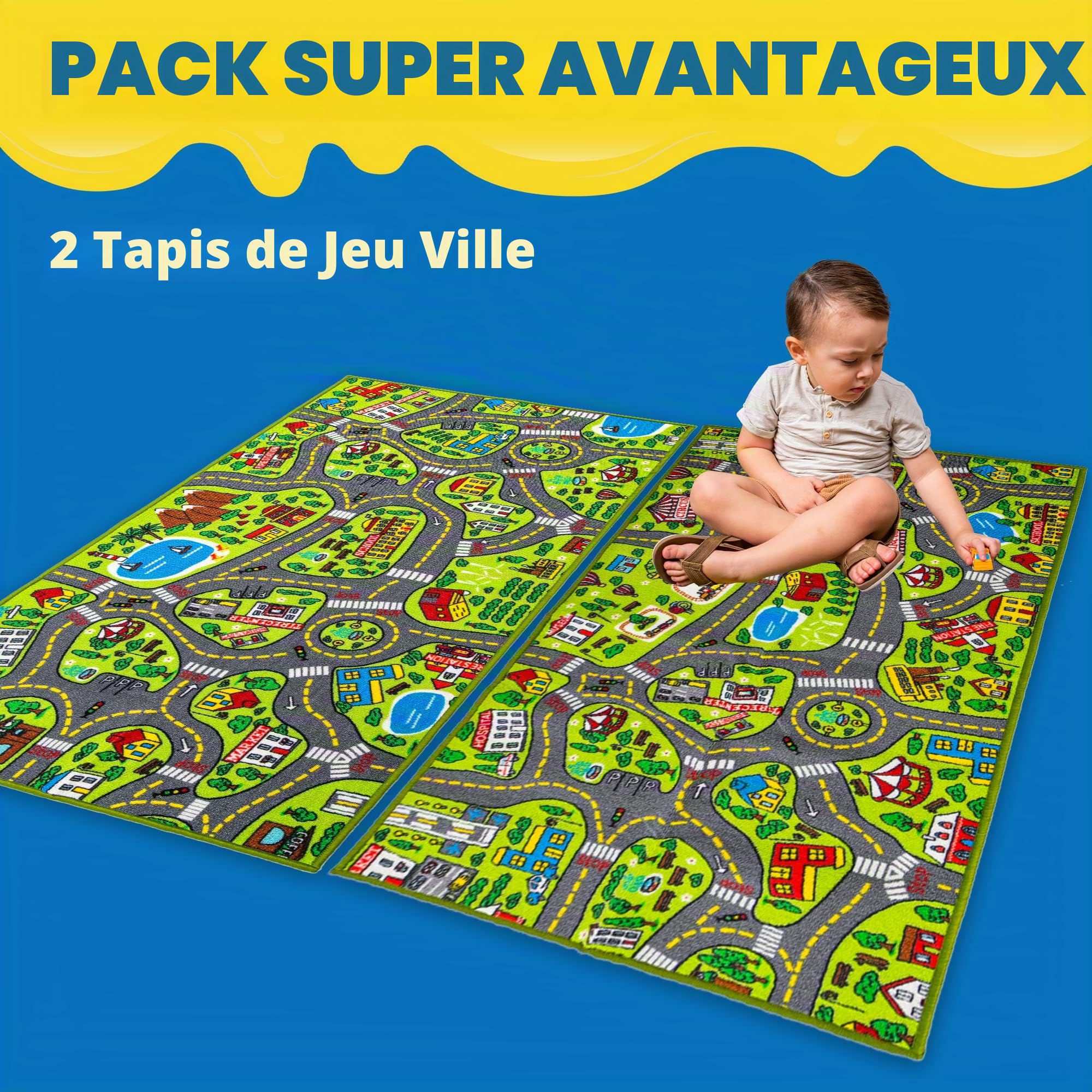 JOYIN Tapis de Jeux 80x150cm pour Enfants à partir de 3 Ans Tapis Circuit Grand Tapis de Jeux dans la Salle de Jeux