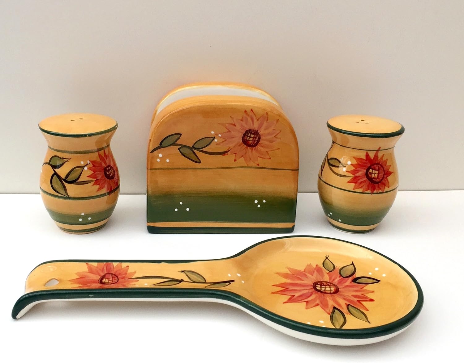 Tuscany Country Sunflower Hand Painted Ceramic Table Top Set, 82925/28 by ACK
