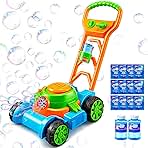 SLOOSH Bubble Lawn Mower Toddler Toys - Pretend Play Bubble Blower Machine Gardening Toy Leak-Proof for Indoor Outdoor Use, Push Toys Preschool Baby Boys Kids Halloween Birthday Gifts (Blue)