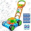 SLOOSH Bubble Lawn Mower Toddler Toys - Spill-Proof Bubble Machine Pretend Gardening Play Toy for Age 1 2 3 1-3 Year Old Baby Boys Indoor Outdoor Use, Easter Basket Stuffers Birthday Gifts (Blue)