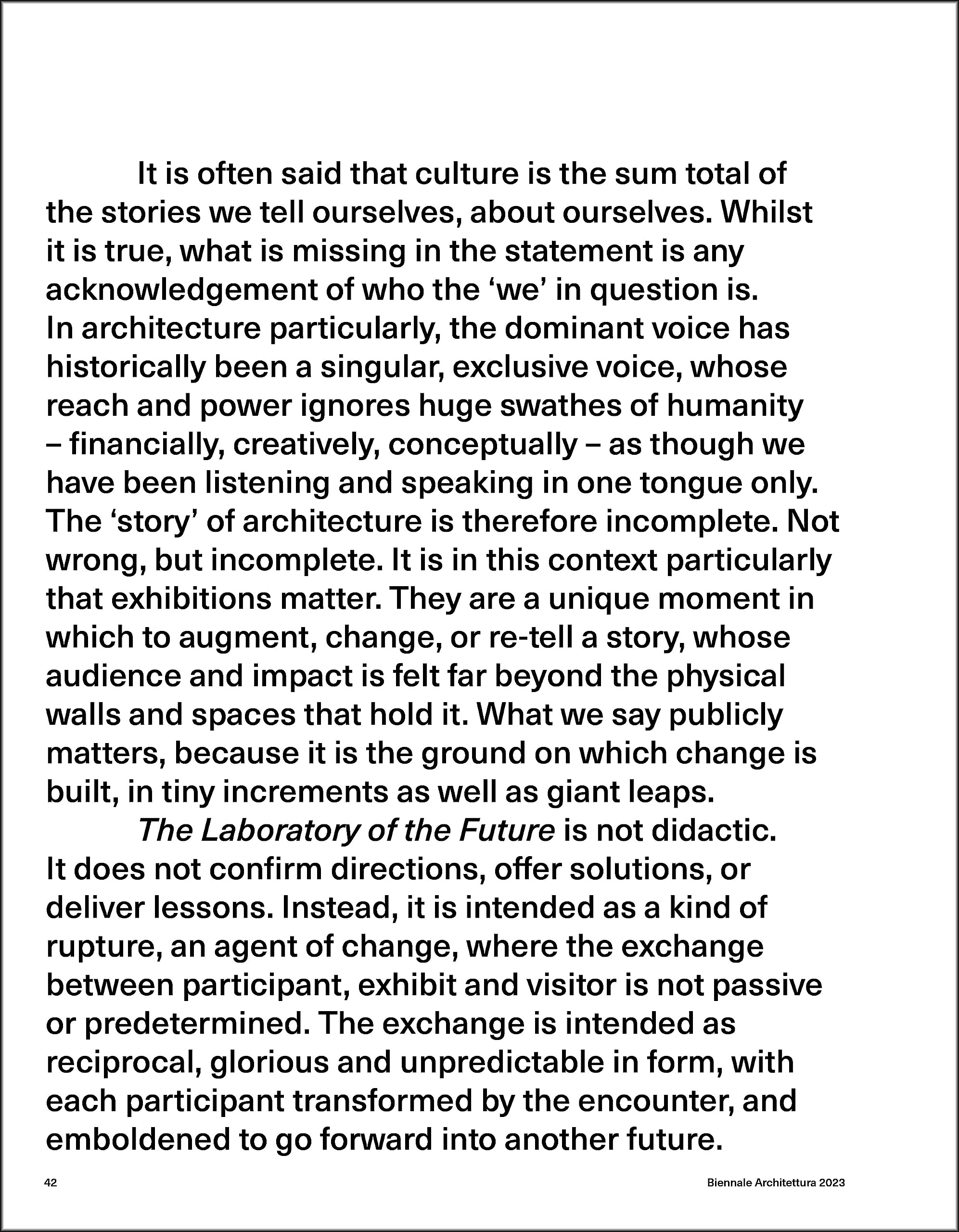 Biennale Architettura 2023 : The Laboratory of the Future (ENG)