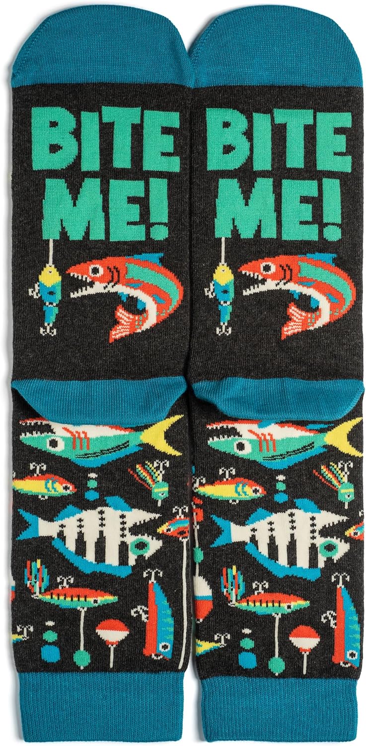 Lavley Fishing and Hunting Socks - Funny Gag Gift for Hunters and Fishermen, Unisex One Size, Novelty Outdoors Socks for Birthdays, Father’s Day, or Fun Gift for Men