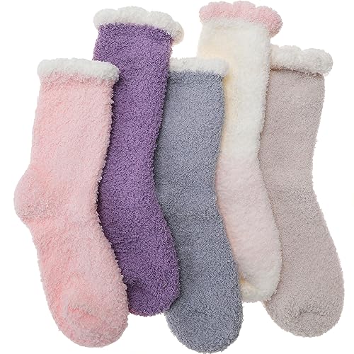 EBMORE Womens Fuzzy Socks Fleece Fluffy Cabin Plush Warm Sleep Soft Cozy Winter Adult Socks - Multicolored