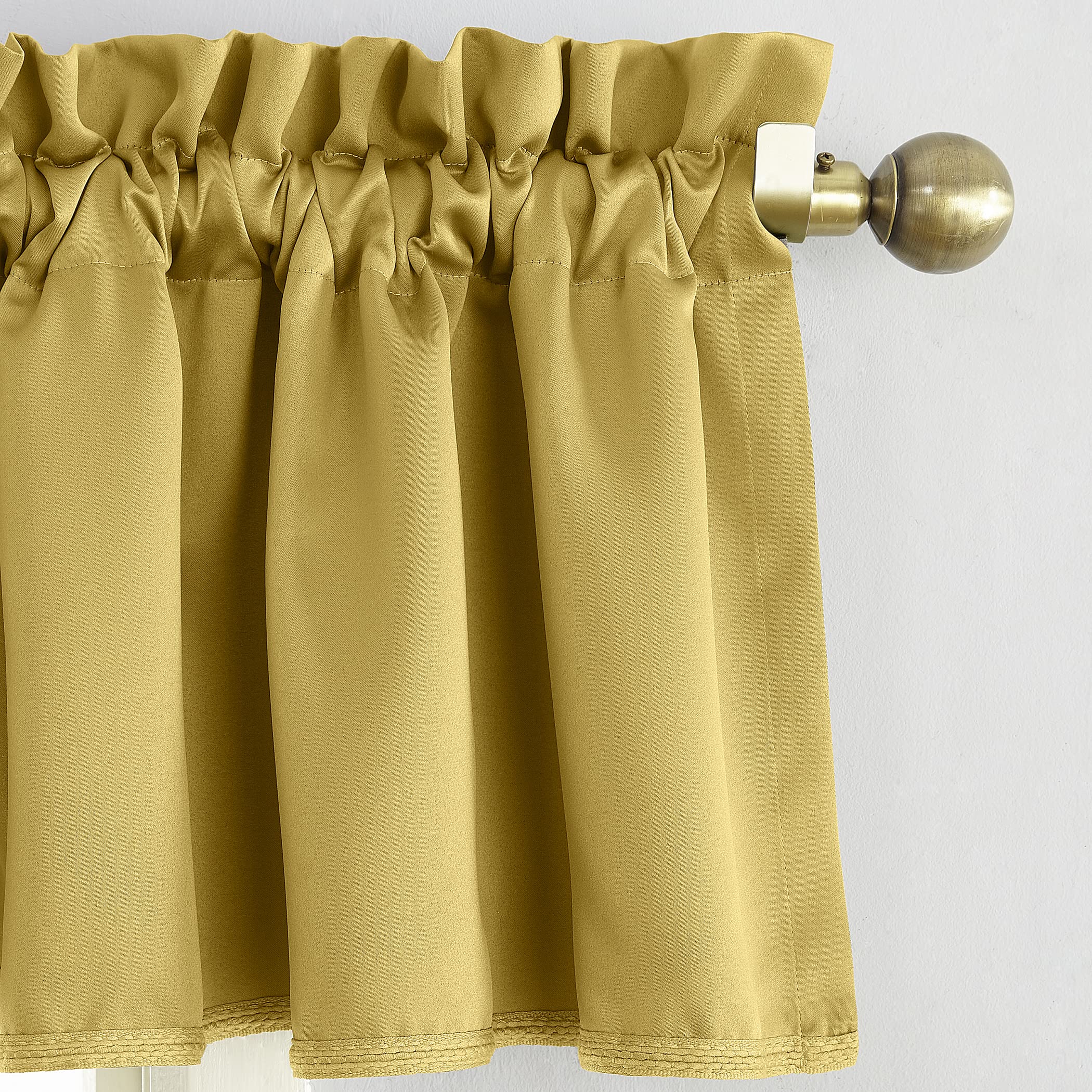 Sun Zero Barrow Energy Efficient Rod Pocket Curtain Valance Pair, Flax Yellow, W 18" x L 54" (2 Panels) - Image 2