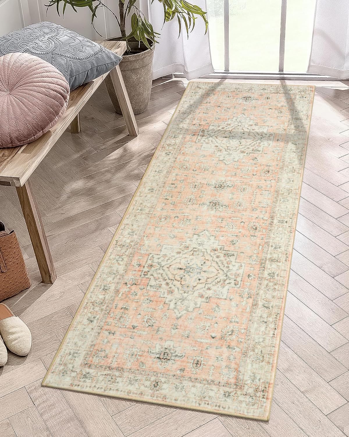 LIVEBOX Washable Runner Rug 2x6 Boho Bathroom Rug Runner