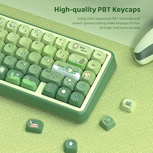 Miniatura 3 de dagaladoo Matcha Green Frog - Juego de teclas personalizadas PBT 60% 75% 100%, sublimación de tinte, teclas de perfil MOA para teclado mecánico,