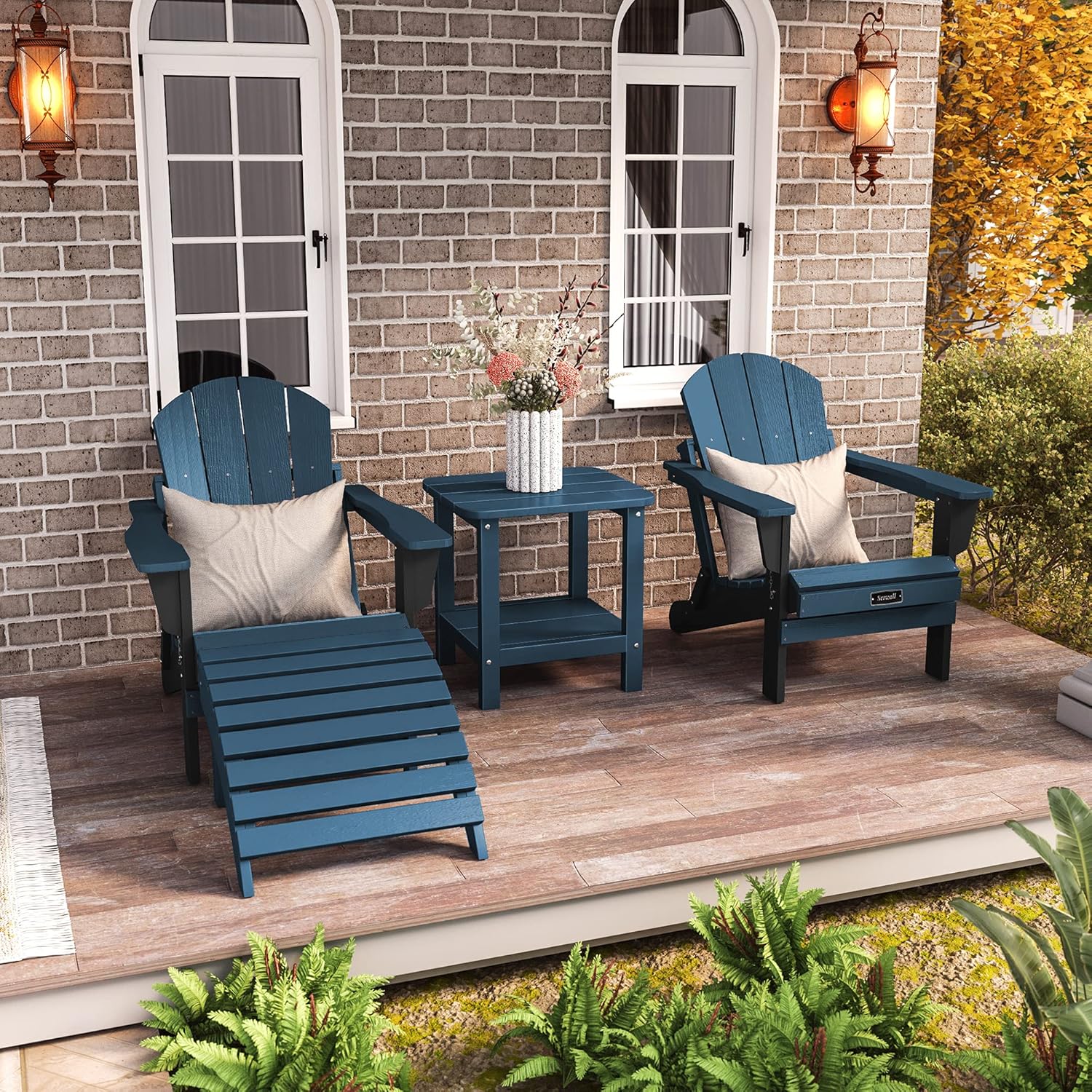 Folding Adirondack Chair Patio Chairs Lawn Chair Outdoor Chairs Painted Adirondack Chairs Weather Resistant for Patio Deck Garden, Backyard Deck, Fire Pit & Lawn Furniture Porch & Patio Seating- Blue : Patio, Lawn & Garden