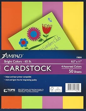 Neon Bright Colors Printable Cardstock Paper 8 1/2"x11" - Inkjet/Laser - 4 Colors - 50 Sheets