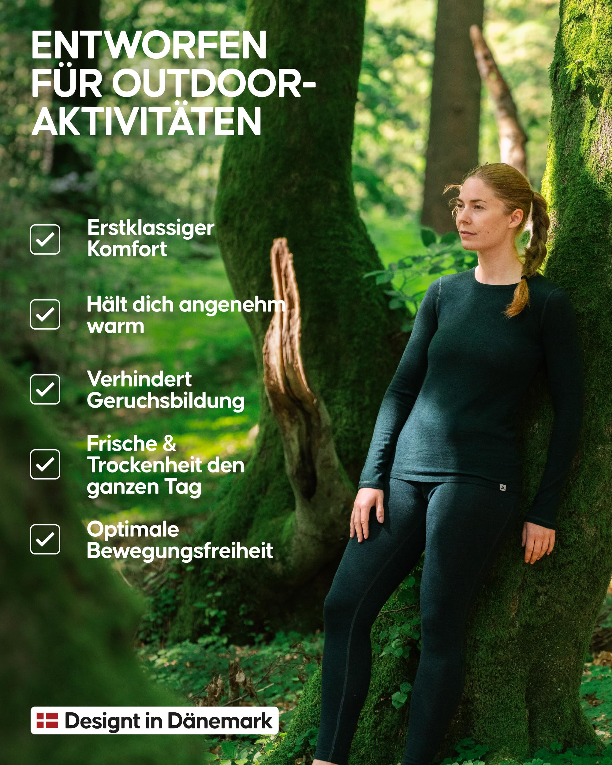 DANISH ENDURANCE Merino Thermoleggings Damen Winter, Premium Thermounterwäsche Damen, Funktionsunterwäsche, Skiunterwäsche, Warm & Atmungsaktiv, Merino Unterwäsche Damen