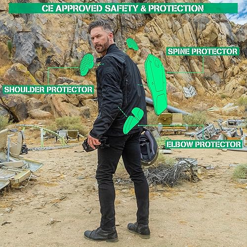 Miniatura 5 de Nomad Motorcycle Jacket for Men, Ironborn Biker Jacket, Cruiser Sportsbike Enduro Mens Riding Jacket with Armor Protection
