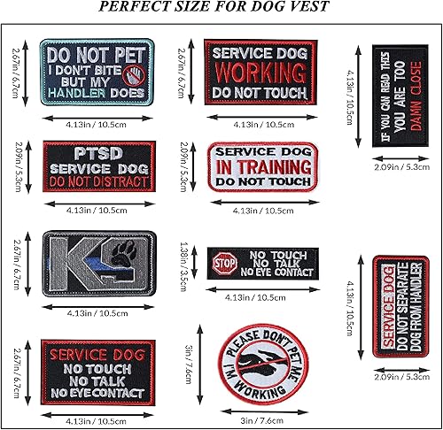 Miniatura 2 de AXEN 10 parches tácticos de moral para arnés de chaleco de perro, parches de gancho y lazo para perro de servicio bordado completo para chaleco