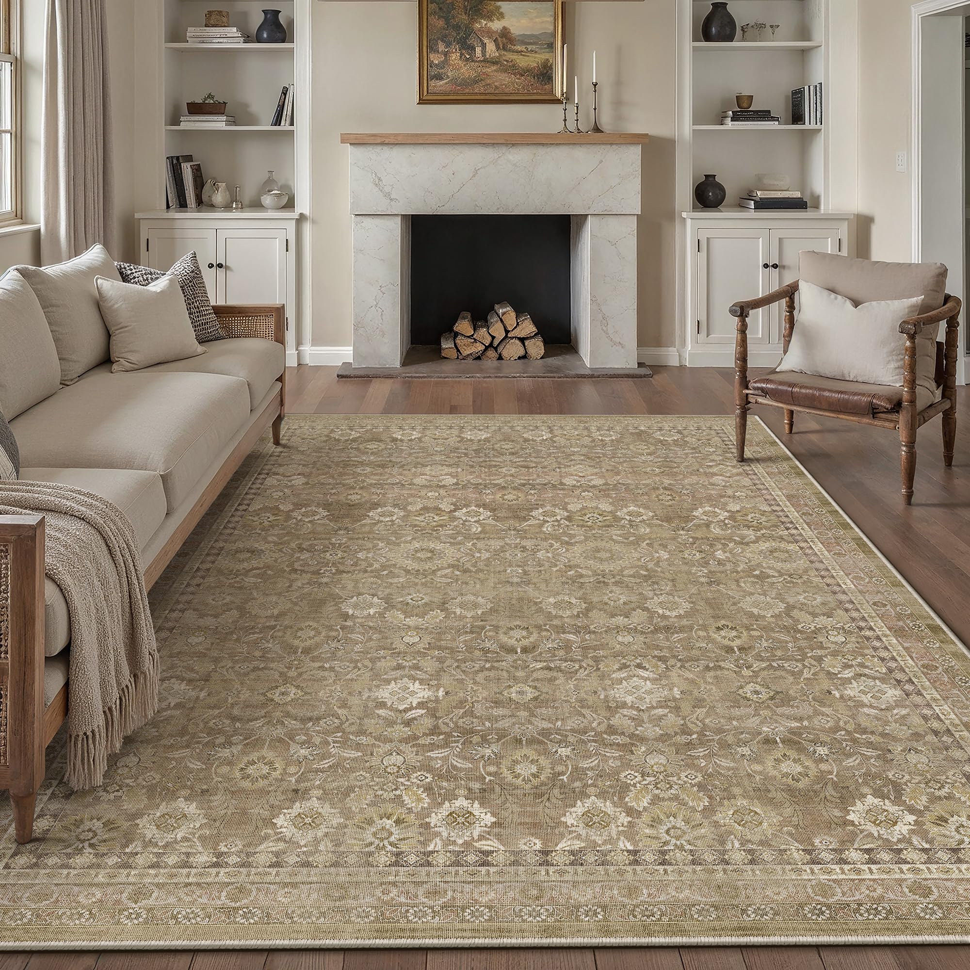 PureCozy Large Living Room Area Rug 200x300cm Washable Carpet,Light Brown — image 1
