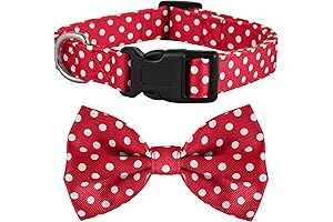 Adorable Polka Dot Dog Collar with Bow Tie: Perfect for Girls with Style