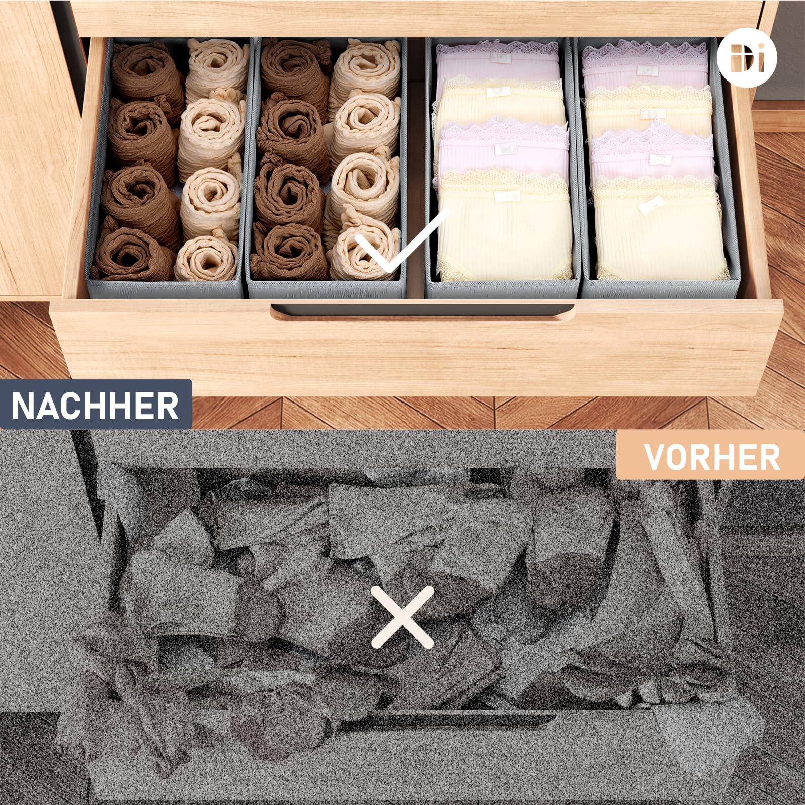 DIMJ Schubladen-Organizer Set – 20 Teile Aus Vlies – Faltbar Für Kleidung, Socken & Make-up