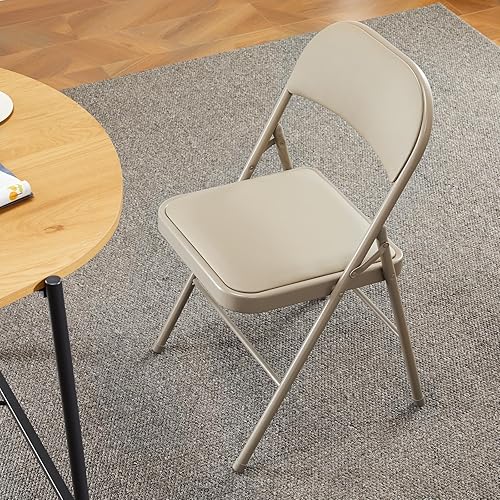 Miniatura 9 de DUMOS Paquete de 12 sillas plegables acolchadas de cuero, asiento comercial apilable portátil para interiores y exteriores con marco de acero,
