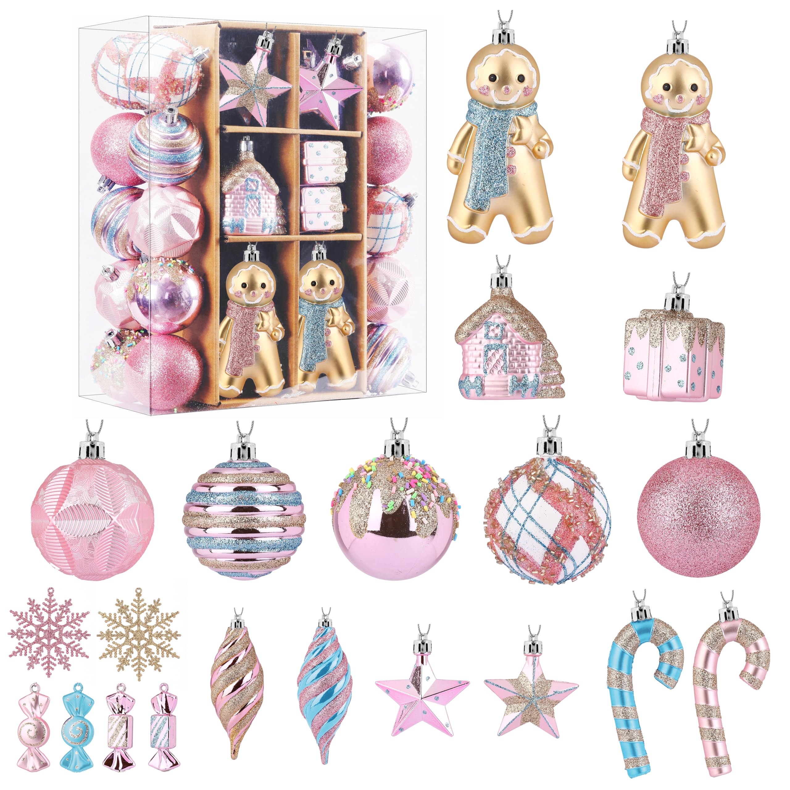 Décorer sapin de Noël en famille avec ce grand kit de 65 boules incassables pastel