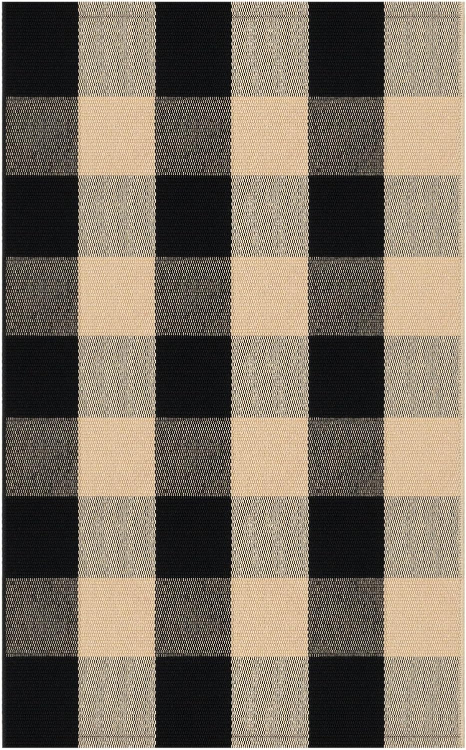 KOZYFLY Buffalo Plaid Area Rugs 2x3 Ft Brown and Black Checkered Rugs Washable Front Door Mat Hand Woven Cotton Outdoor Small Rug for Front Porch Kitchen Entryway Patio Bathroom - Image 8