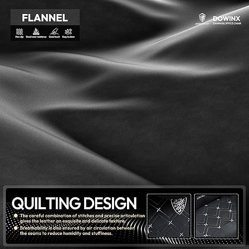 Miniatura 7 de Dowinx Silla de juegos de tela con soporte lumbar de masaje térmico, sillas de juego para adultos, silla de juego grande y alta con cojín de resorte