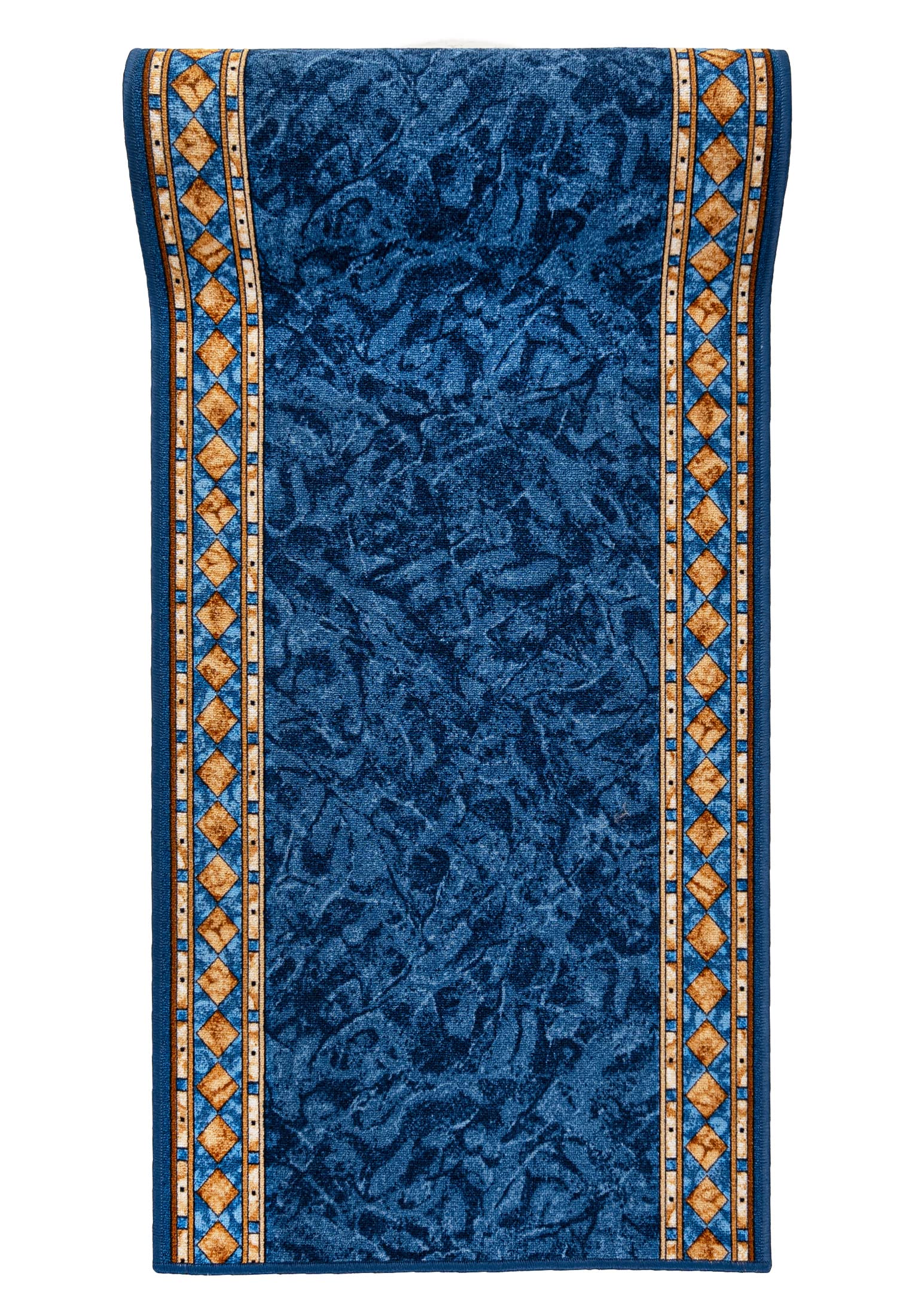 Mazovia Alfombra de Pasillo Larga - Alfombra Antideslizante Motivo Clásico - Pelo Corto - Alfombras de Pasillo por Metros - Alfombras para Pasillos Largos - Azul - 67 x 100 cm