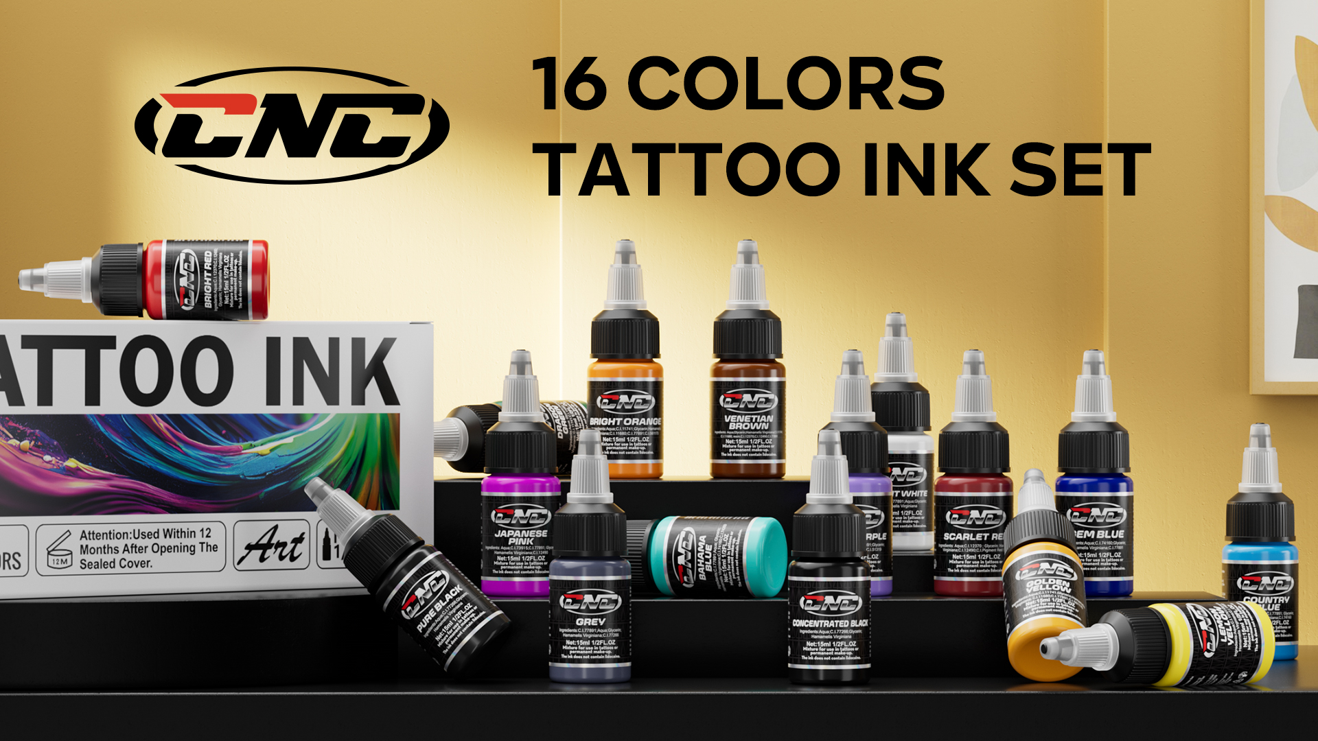 Amazon.com: CNC Tattoo Ink Set 1/2oz (15ml) Tattoo Supply Ink USA