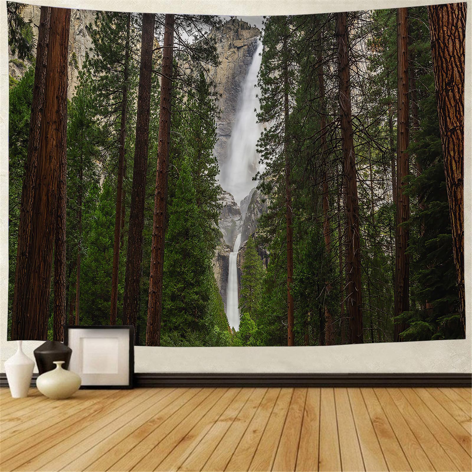 FENDROM Mountain Waterfall Wall Hanging Yosemite National Park Nature Forest Landscape Wall Tapestry for Bedroom Living Room College Home Decorations