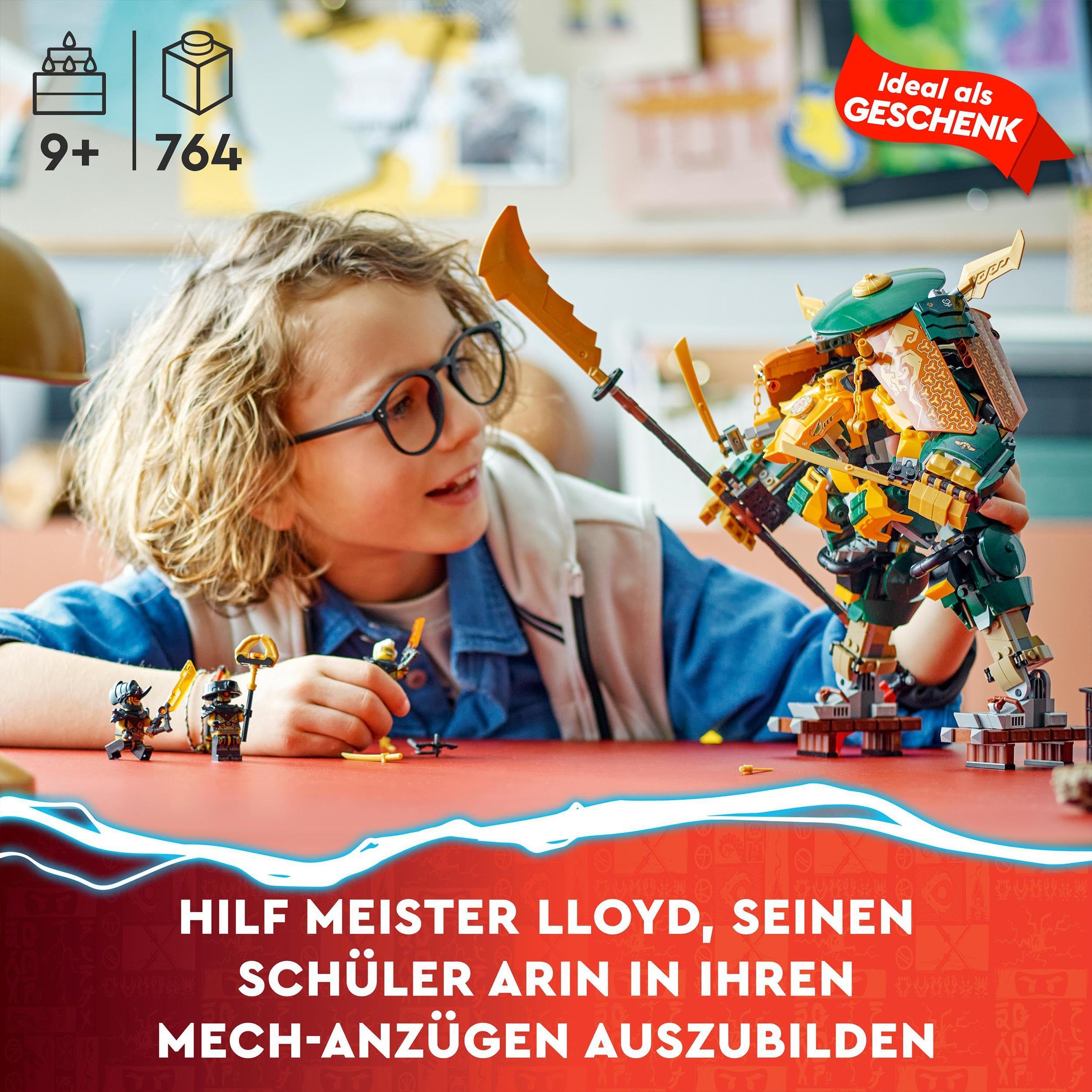 LEGO NINJAGO Lloyds und Arins Ninja Training-Mechs Set mit 2 kombinierbaren Action-Figuren und 5 Minifiguren, Ninja-Kampfspielset, Geschenk für Kinder 71794