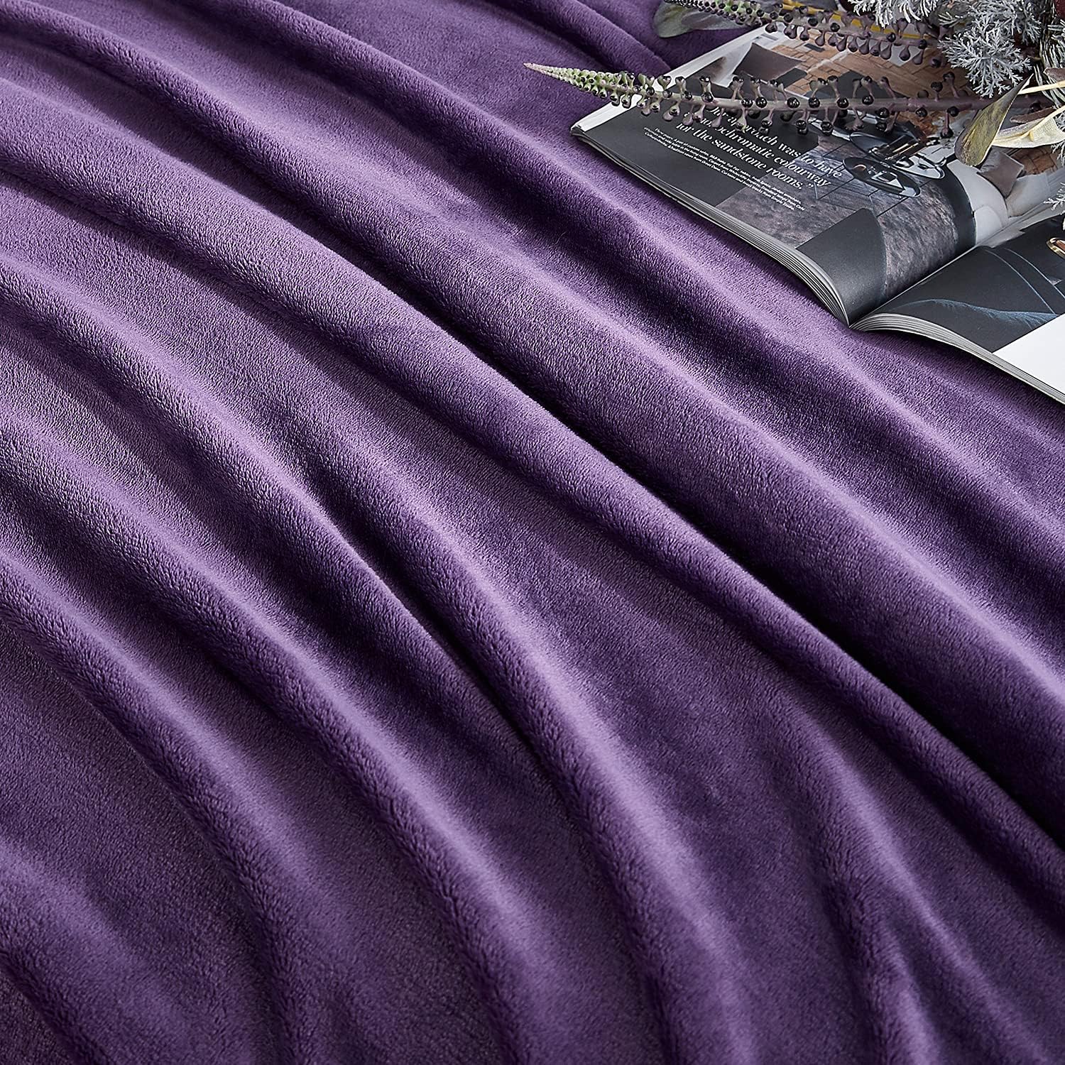 Hansleep Fleece Blanket Twin Size Purple, Soft Cozy Twin Fuzzy Flannel Lightweight Blanket for Bed, Sofa, Couch, Travel, Camping, Purple, 60x80 Inches - Image 9